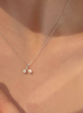 S925镀银樱桃项链女夏季锁骨链简