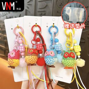 创意新款 猫头鹰串珠手机链钥匙扣精致可爱包包挂件手机壳配饰