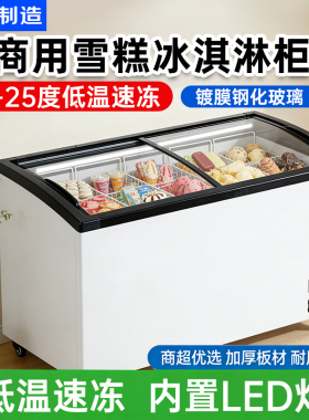 中国制造冰柜商用雪糕冰淇淋冻品火锅丸子冷冻展示冷饮冰箱LED灯