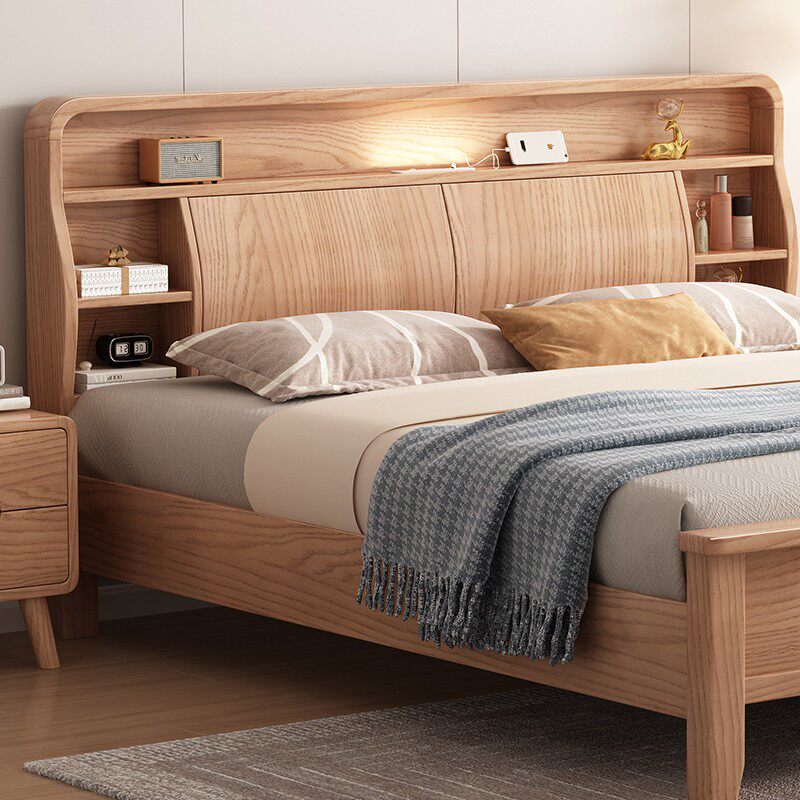 北欧白蜡木实木床现代简约卧室1.8双人床全实木1.5婚床原木储物床