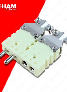 ROHAM耐高温陶瓷大圆脚插头公头母座热电偶连接器K型UCB-SS-K-M/F