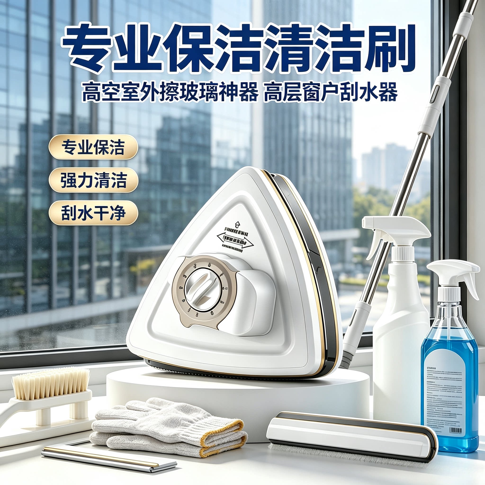高空室外擦玻璃神器刮水器刷子窗户高层保洁清洁刷家用玻璃擦新品