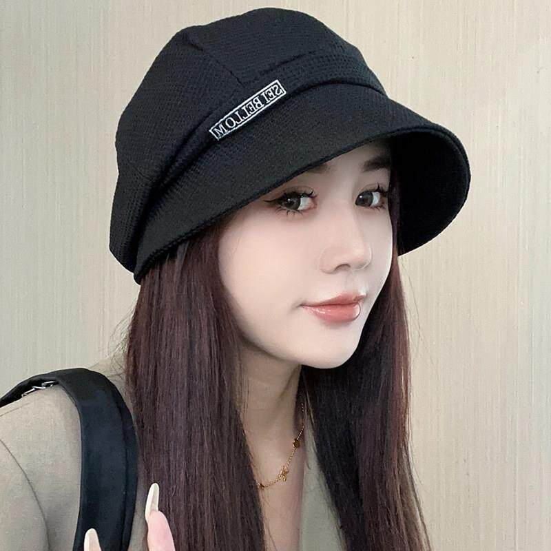 春秋洋气帽子女款2026新款渔夫帽遮阳帽褶皱盆帽贝雷帽防晒鸭舌帽