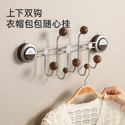 吸盘门后挂钩入户门收纳壁挂置物架免打孔挂衣架强力承重排钩子