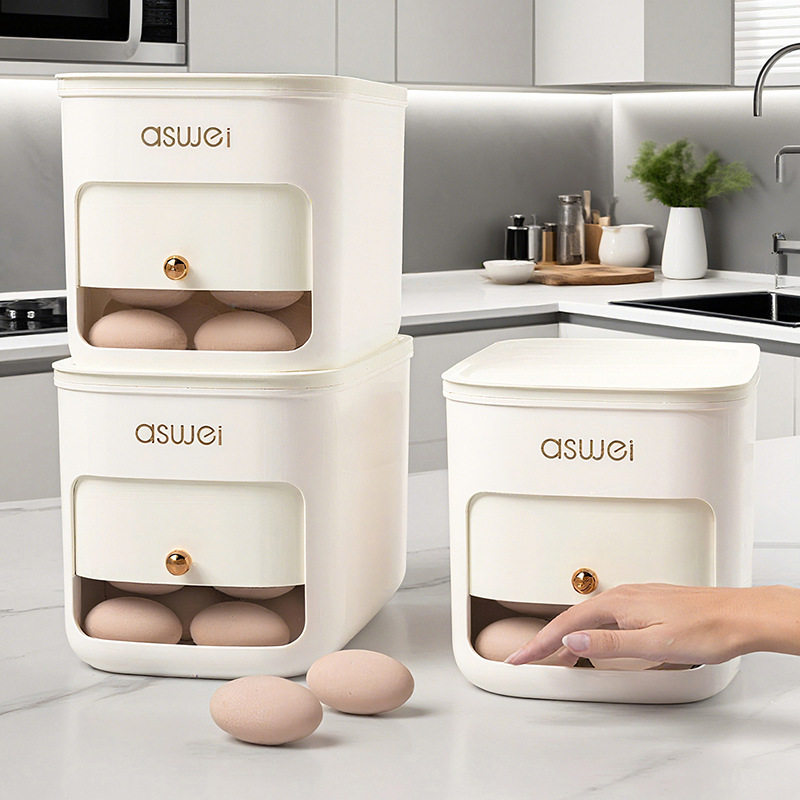 冰箱鸡蛋收纳盒滚动式家用厨房保鲜放鸡蛋架托盒置物架整理盒