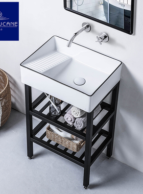 莫德卡恩MODEUCANE 无龙头免打孔落地陶瓷洗衣盆小户型阳台洗衣槽