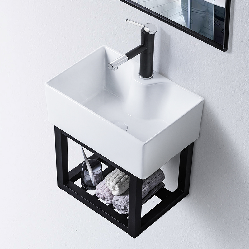 挂墙式陶瓷洗手盆单孔