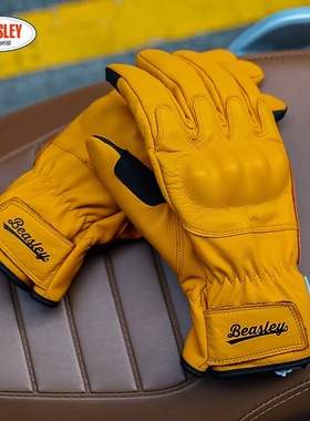 BEASLEY比斯力复古骑行手套男女四季通用可触屏冬季保暖防风抗寒