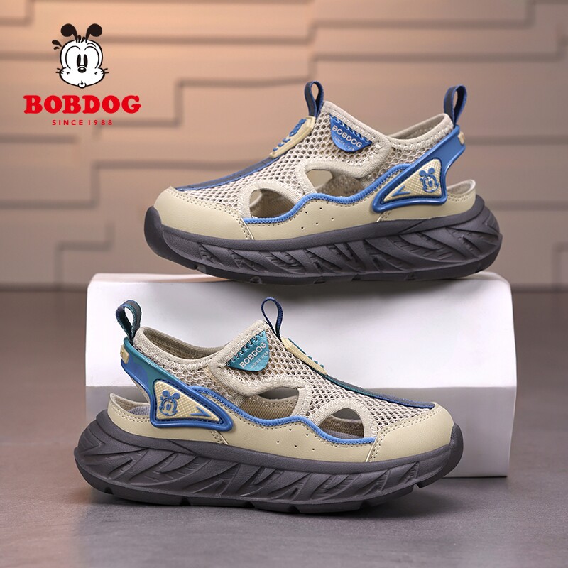 巴布豆童鞋男童包头凉鞋2025夏季新款男孩小学生溯溪鞋儿童框子鞋