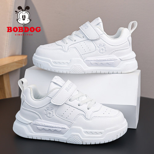 巴布豆男童小白鞋2025春秋新款儿童运动鞋女童鞋白色休闲学生板鞋