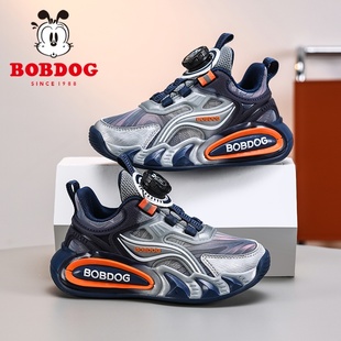 巴布豆男童鞋子秋冬款2025新款皮面防水儿童运动鞋加绒二棉篮球鞋