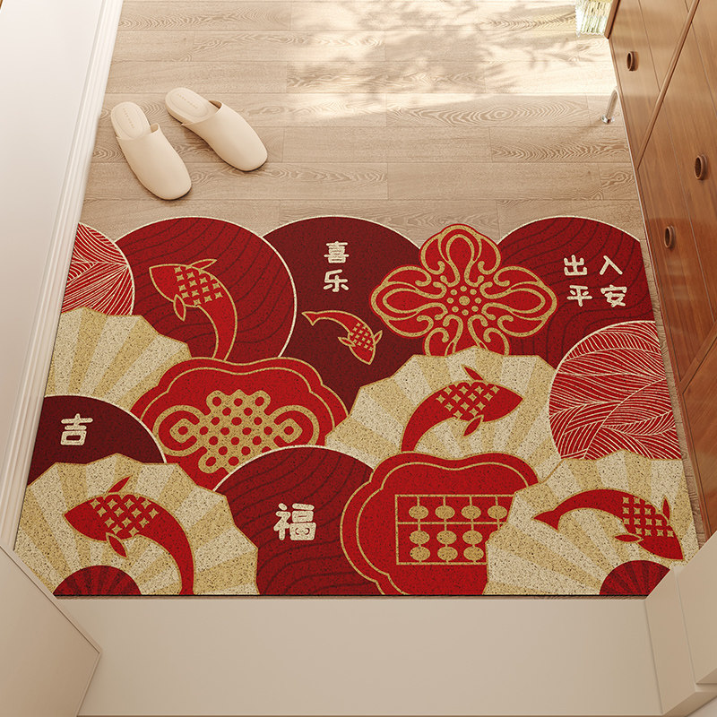 入户门地垫家用玄关丝圈防滑地毯红色喜庆PVC进门垫可剪裁脚垫子,居家布艺,入户地垫,淘宝优惠券,粉丝福利购,淘宝优惠卷