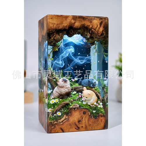 新款环氧布偶猫咪森林场景工艺摆