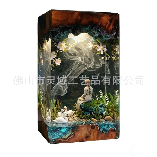 读书日野童话主题树脂夜灯少女天