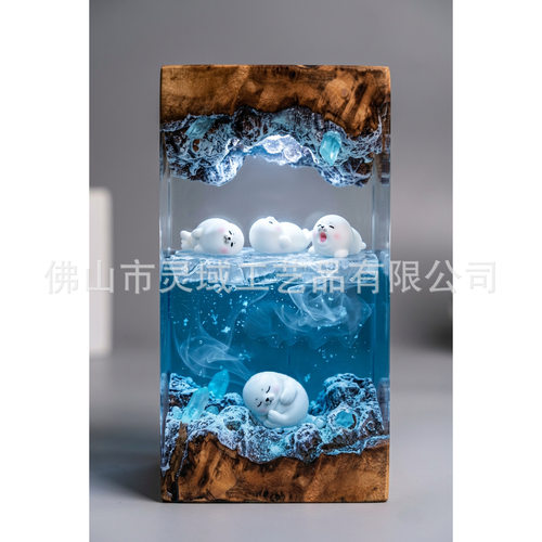 极地冰海小海豹双层微景观环氧夜