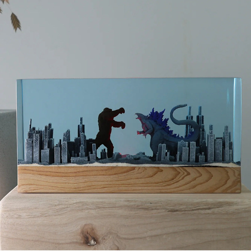 怪兽创意微景观树脂小夜灯哥斯拉送礼物摆件工艺品潮桌面摆件礼物,家居饰品,桌面摆件,淘宝优惠券,粉丝福利购,淘宝优惠卷