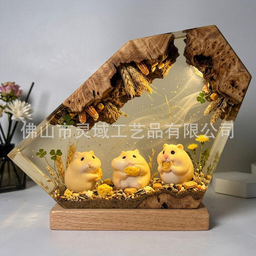 新款春意田园三只仓鼠微景观环氧