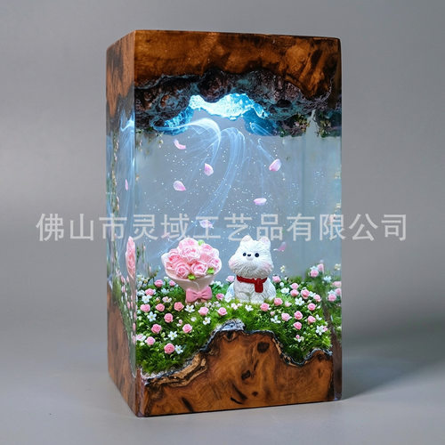 粉色玫瑰西高地小狗微景观环氧树