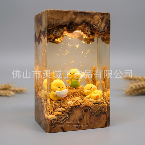 新款秋日麦田小黄鸭微景观环氧
