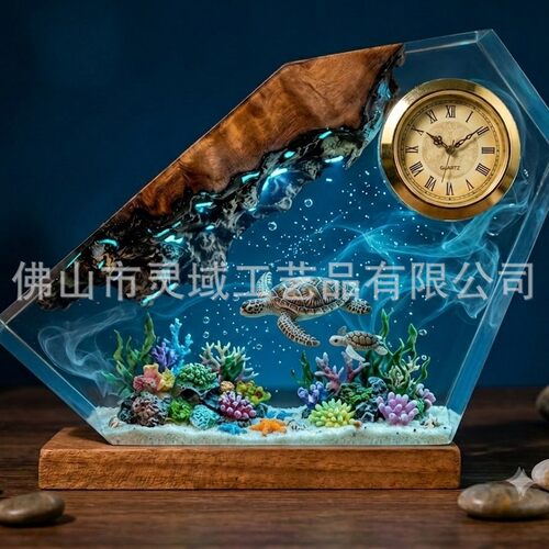 海洋系列海龟母子时钟摆件创意异