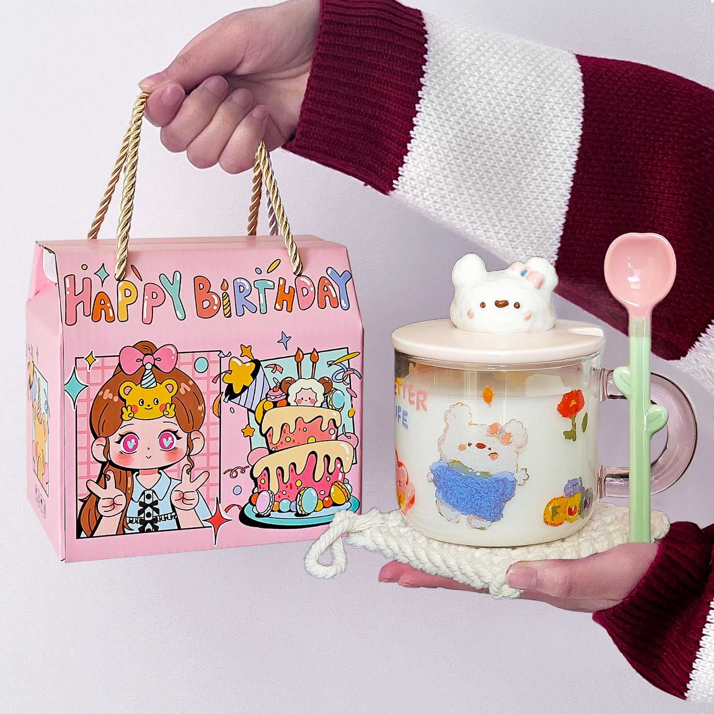 肆季理物玻璃水杯女生送闺蜜生日礼物学生高颜值精致实用礼品女孩