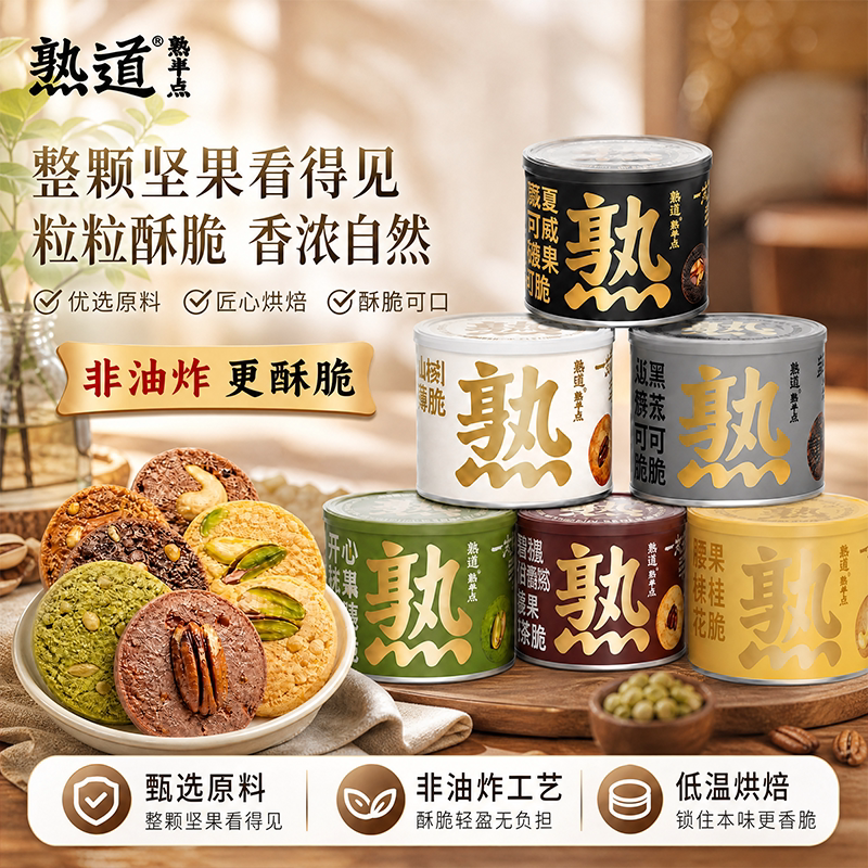 熟道坚果脆脆腰果桂花山核桃薄脆夏威夷可可脆片坚果曲奇薄脆饼干