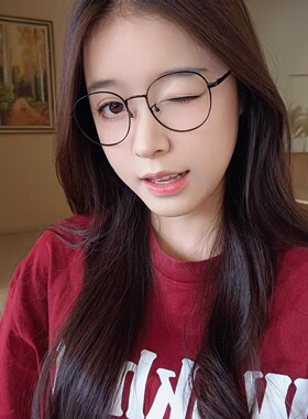 37号吴8901模特试戴超轻复古风质感钛合金架圆框大脸显瘦眼镜