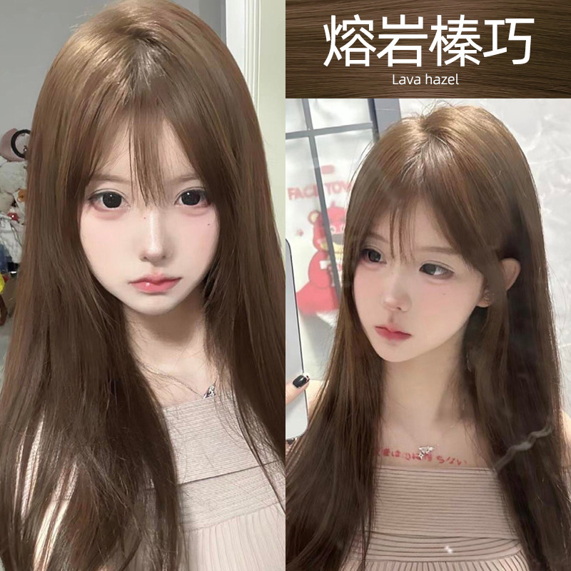 熔岩榛巧色染发剂膏学生党流行显白奶茶咖啡亚麻色自己在家染头发