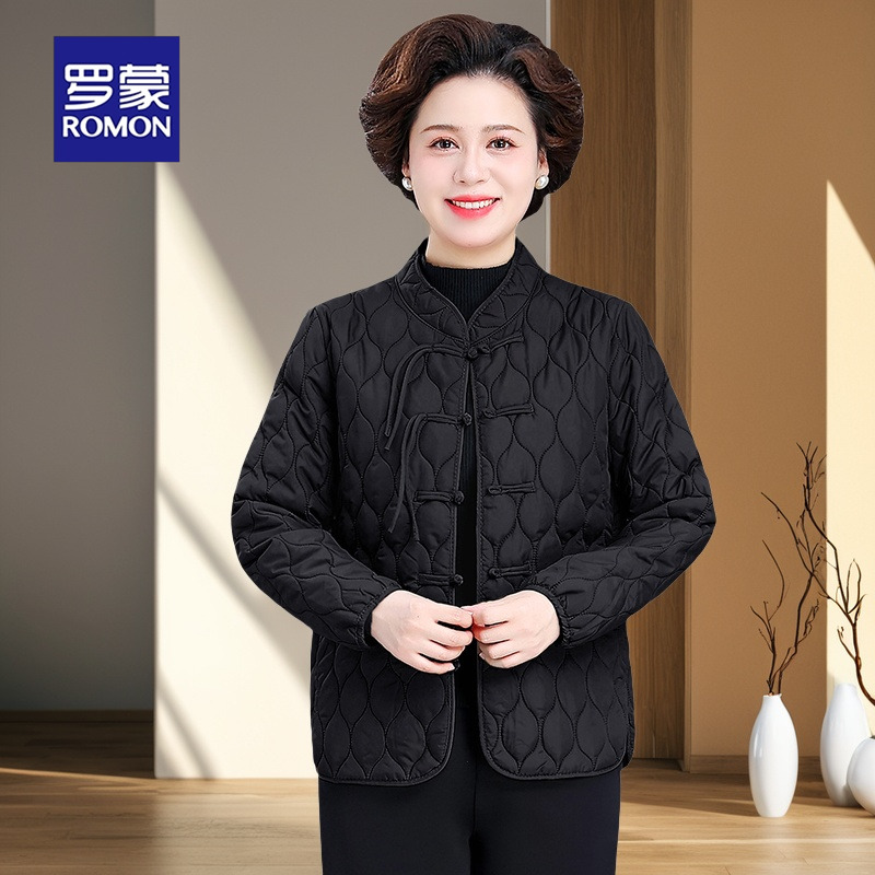 罗蒙新中式妈妈冬装外套短款棉衣2025中老年秋冬时尚加绒小棉袄女