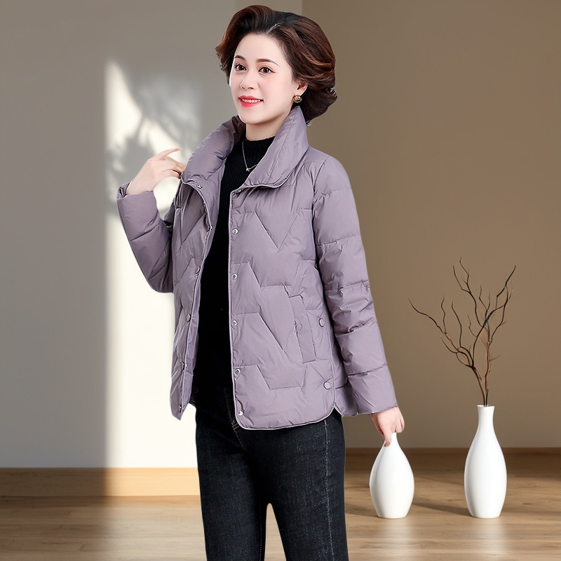 罗蒙品牌妈妈秋冬羽绒服时尚款中年洋气外套短款中老年冬装棉服女