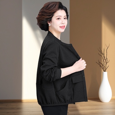 罗蒙妈妈秋装外套休闲短款风衣2025新款中老年时尚女装春秋上衣W