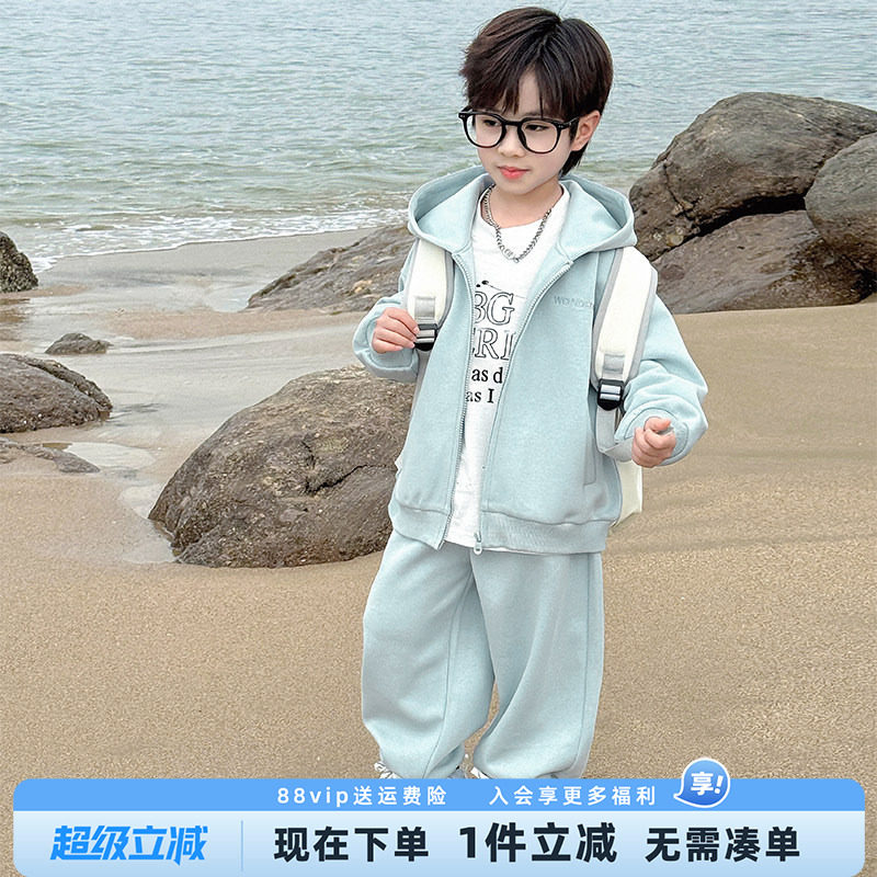 男童套装2026春装新款儿童春秋款帅气时髦运动卫衣男孩春季衣服潮