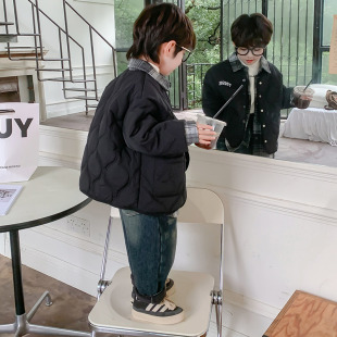 帅气棉衣潮 男孩冬季 男童棉服外套2025新款 儿童洋气假两件夹棉冬装