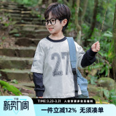 儿童中大童男孩圆领春季 男童长袖 新款 2026春装 上衣 T恤纯棉春秋款