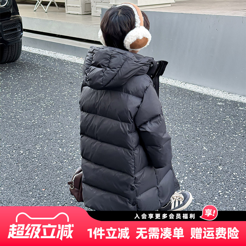 男童羽绒服冬季2025新款儿童男孩中长款冬装黑色外套冬季加厚保暖