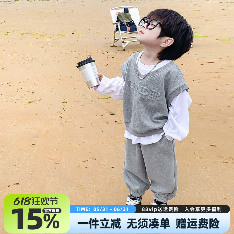 男童套装春秋款2026新款儿童春装运动潮酷炸街春季衣服休闲两件套