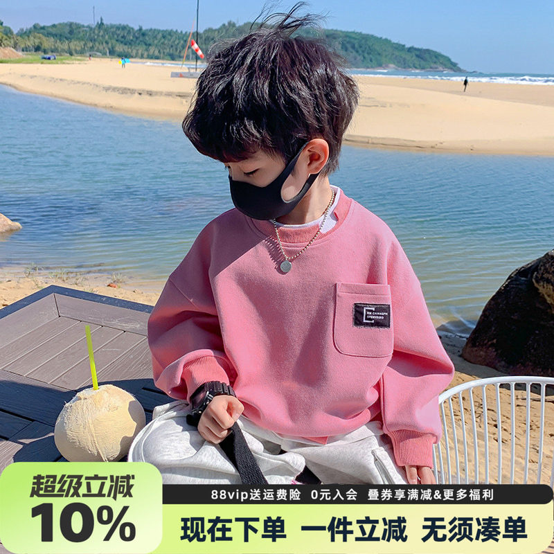 童话记忆男童卫衣春秋款2026秋装新款中大童男孩圆领套头长袖上衣图片
