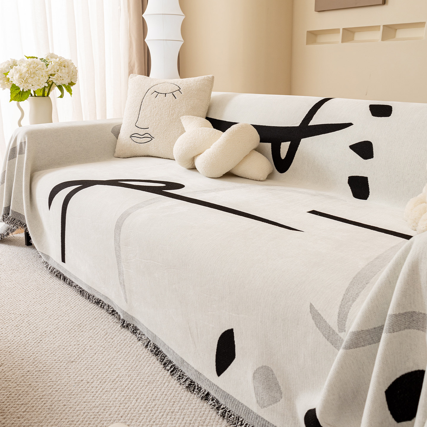 简约现代雪尼尔四季通用沙发盖布沙发坐垫双面懒人全盖沙发巾套罩