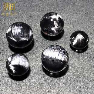 高级感黑银钛单珠黑爆闪银猫眼石大板钛黑发晶散珠配多宝单珠手串