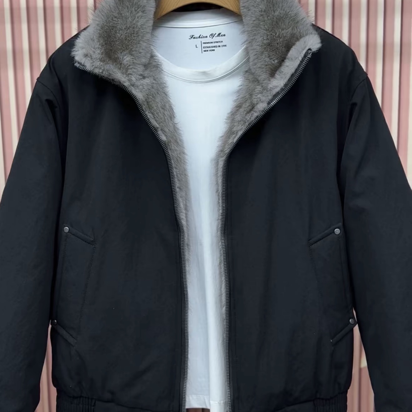 男士冬季新款休闲翻领加绒夹克