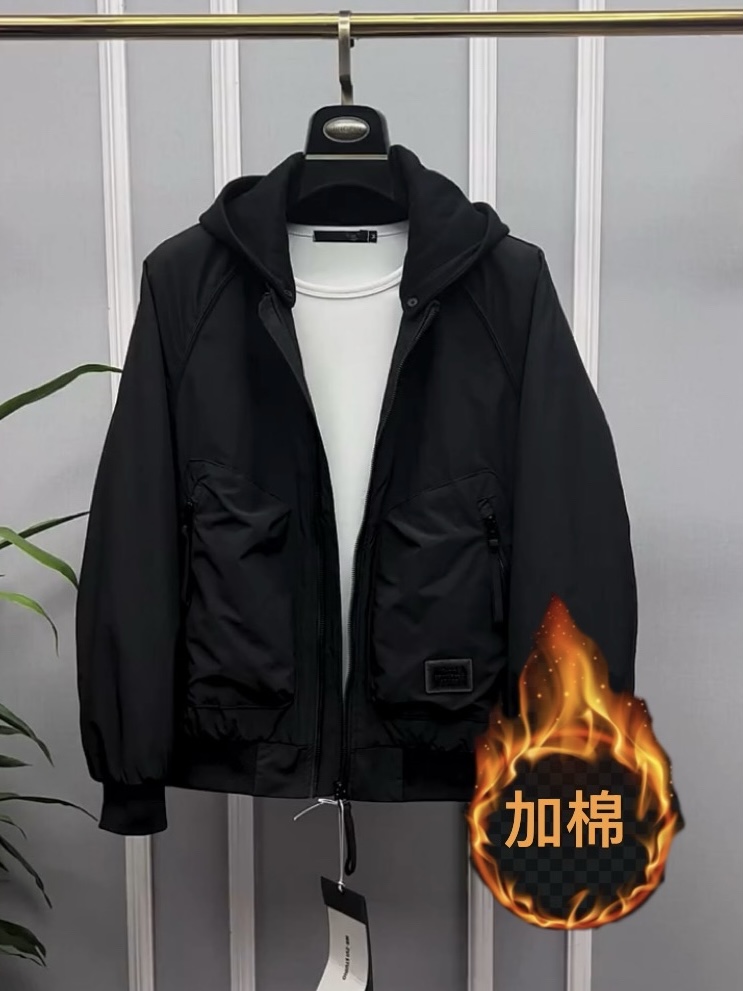 男士冬季连帽加棉夹克2025新款