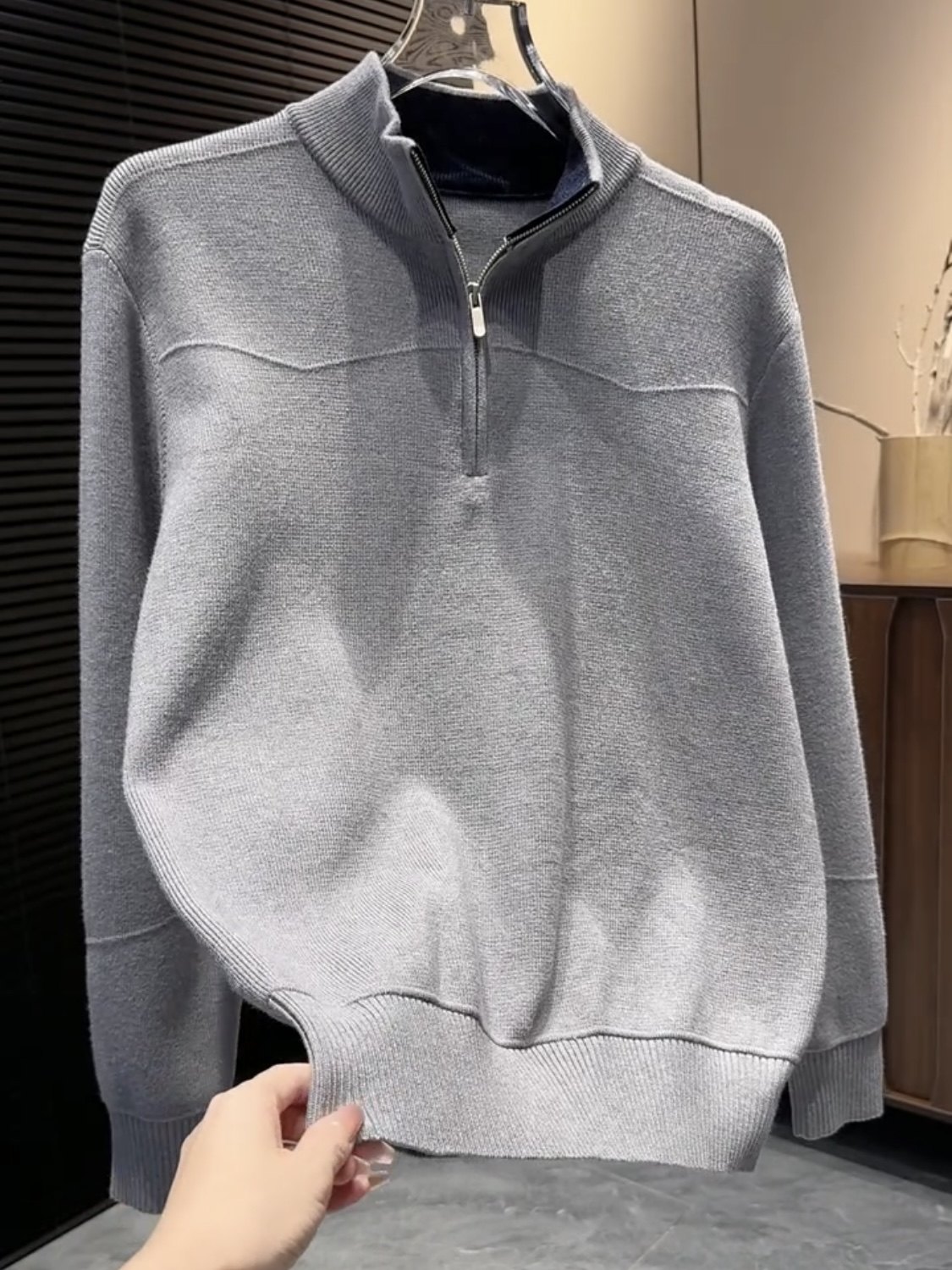 男士秋冬半拉链套头针织衫2025新款时尚潮流百搭青年气质流行毛衣