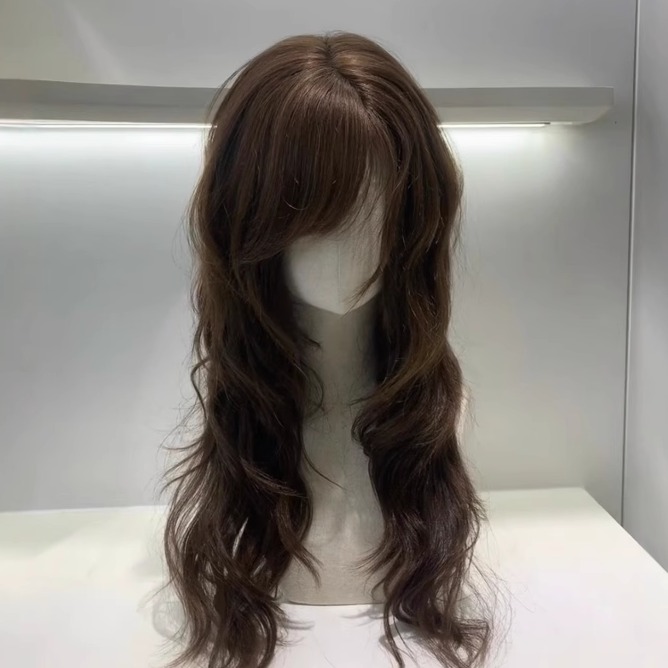 假发全头套女高层次冷棕色长卷发