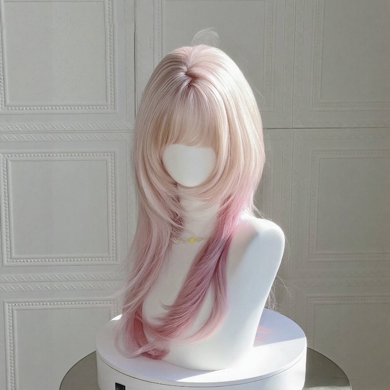 【嘟嘟水母】假发女齐刘海亚比高层次粉色水母头夏季新款整顶头套