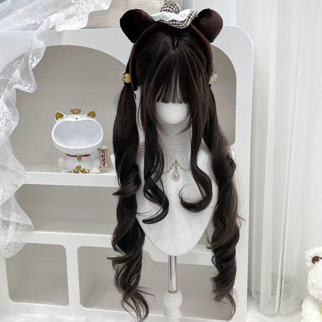 全头套女长卷发双马尾自然减龄