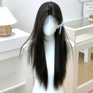【白月光】假发全头套女韩系氛围感蕾丝款中分黑长直自然日常佩戴