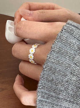 日系cherry kitty小雏菊戒指s925通体银专柜永痕花朵年初春新