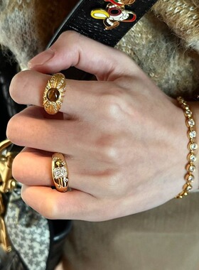 日系Cherry Kitty美拉德虎眼石戒指女vintage轻奢小众设计感复古