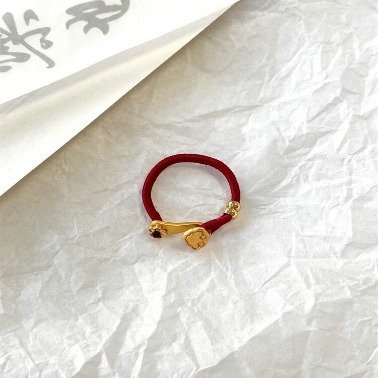 日系Cherry Kitty新中式宫廷风如意红绳编织戒指女ins轻奢国潮