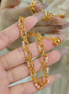 日系Cherry Kitty可爱Kitty猫蝴蝶结爱心手链女ins小众设计高级